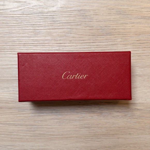 NWT Cartier Santos de Cartier Red Rectangular Gold Frame Ladies Sunglasses